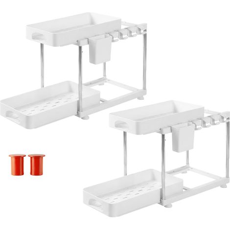 Toque Under Sink Organiser Two Slide-Out Drawers Kitchen Storage 2pcs White