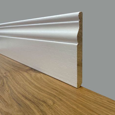 BATTISCOPA SLIM laccato bianco in legno MASSELLO DUCALE 100X10 (prezzo al ML) (prezzo al metro)