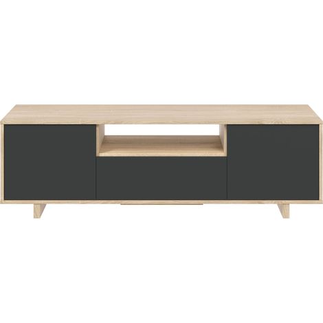 Mobile porta TV 150x41x46 cm rovere e grigio antracite con 3 ante e 1 ripiano centrale - Venezia