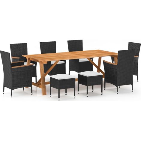 9-tlg. Garten-Essgruppe Schwarz