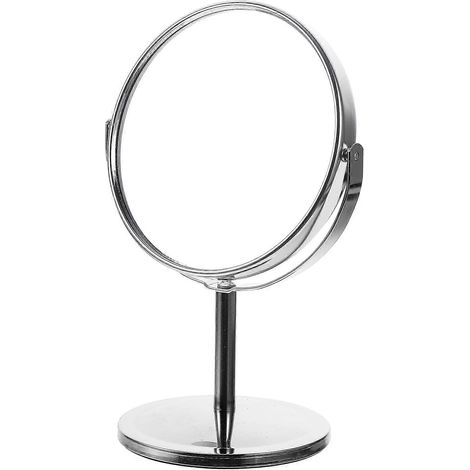 Miroir de maquillage de bureau, miroir cosmétique de table, miroir de coiffeuse rotatif double face pour le maquillage-16.50X11.00X7.80CM-Silver