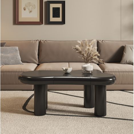 Wolkenförmiger Couchtisch 98x65,5x40 cm schwarz mit Schublade und LED 16 Farben, MDF MEUBLIV (1/5)