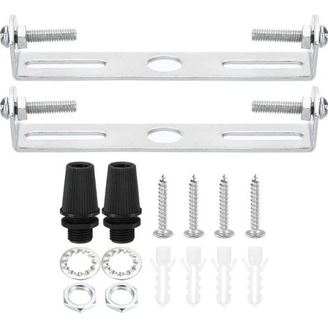 Support de Fixation Plafonnier 95mm 2pcs avec Vis Rondelle Écrou, Lumière Luminaire Montage Support Plaque, Acier Barre Transversale