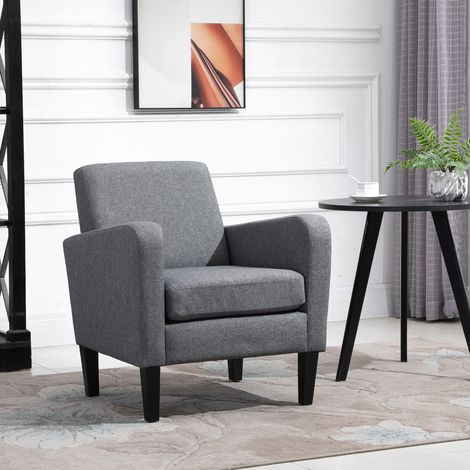 Fauteuil 66x72x74 cm gris clair en polyester avec accoudoirs ergonomiques (1/5)