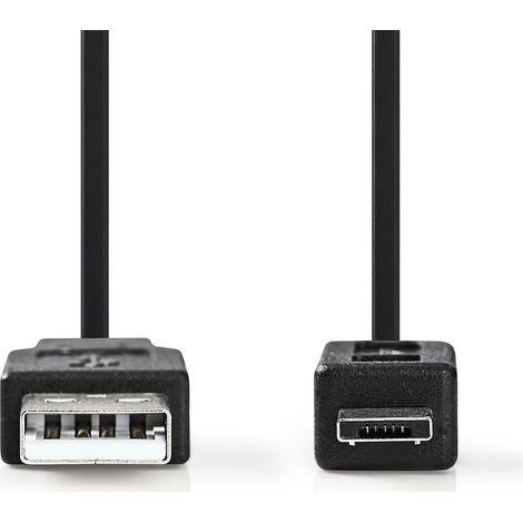 Cable usb usb 20 usb a macho usb micro a 480mbps niquelado 200 metros redondo pvc negro bolsa de plastico