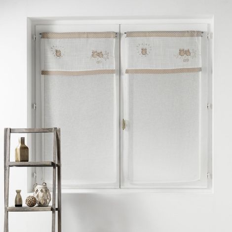 Paire de Voilages Brodés "Betty" 60x90cm Naturel (1/2)