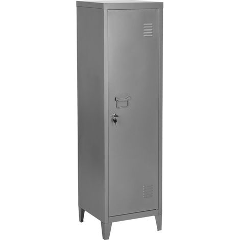 FurnitureR Armoire de dépôt en métal avec casier, armoire de stockage Armoire de plancher Organisateur de stockage en métal pour salon Salle de bains Bureau, 38.5x38.5x137cm, gris (1/5)