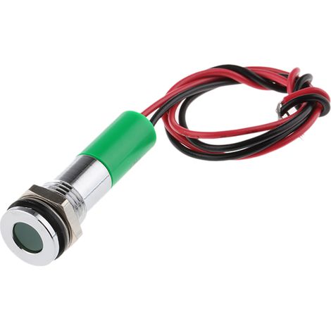 Voyant LED lumineux Vert RS PRO, dia. 8mm, 220V c.a., IP67 ( Prix pour 1 ) (1/2)