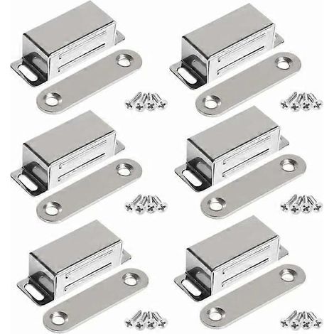 Aimants magnétiques pour armoire 10 kg, puissants aimants en acier inoxydable pour armoire, aimants pour porte d'armoire (6 pièces) (vis en acier inoxydable)