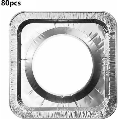 Couvercle Bruleur Plaque De Cuisiniere - Feuille D Aluminium Jetable - 25 X 25 Cm - Pour Plaques Electriques Et A Gaz - Lot De 80 (1/5)