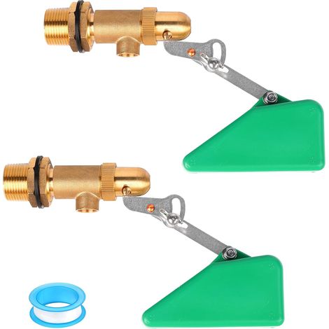 Robinet Flotteur en Laiton 3/4 Pouces, Robinet Flotteur à Bille Avec Bras Ajustable et Filtre pour Fontaine, Abreuvoir, Réservoir D'Eau, Piscine, Étang, Aquarium, Pack de 2 (1/5)