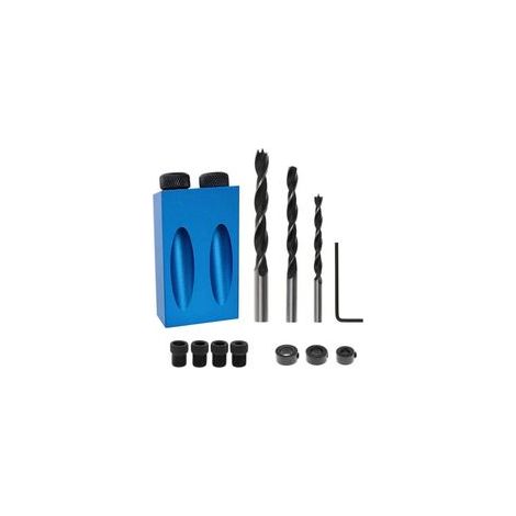 Guide de travail du bois Positionneur d'angle multifonctionnel – Kit de serrage à 14 trous pour trous coudés à 15 degrés, comprend un foret de 6/8/10 mm et une pince à vis, kit de travail du bois (1/4)