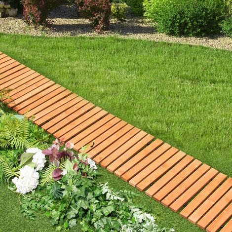 Chemin de Jardin Roulable en Bois de Sapin 245 x 43 cm, Dalle Passerelle Antidérapante, Résistant aux Intempéries pour Jardin, Cour, Plage et Bord de Mer (1/5)