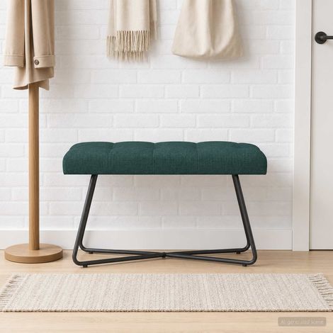 Panchina con bottoni imbottiti Verde Scuro 80 x 40 x 46 cm vidaXL