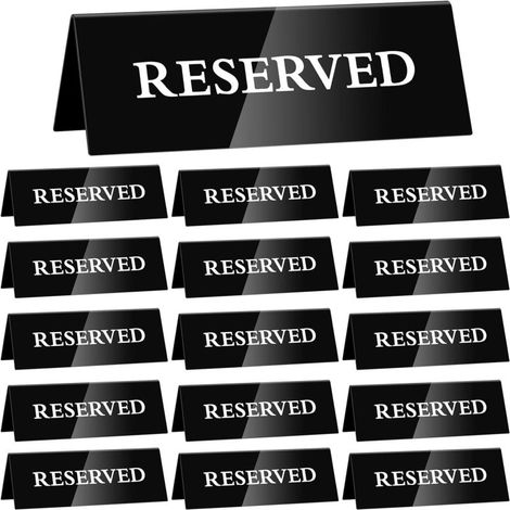 Lot de 15 panneaux « Réservé » en acrylique noir, chevalets de table double face pour restaurants, mariages, anniversaires, banquets, réunions et fêtes. (1/5)