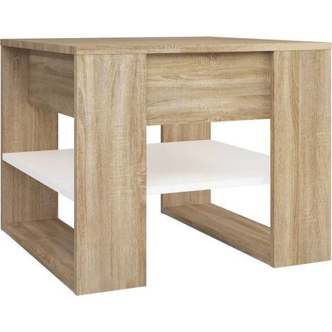 Maison Exclusive - Couchtisch Weiß Sonoma-Eiche 55,5x55x45 cm Hol