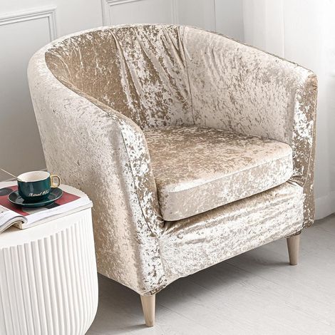Set of 2 stretch velvet chair covers with removable cushion cover for sofa, club, bar, lounge counter (champagne) (1/5)