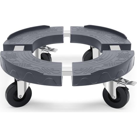 Support Pot de Fleurs Intérieur Capacité de 220KG, Adjustable de 38CM à 48CM Porte Plante à Roulettes Charge Lourde avec Tube en Acier Inoxydable, Plateau à Roulettes PE pour Ombrelles,Gris (1/5)