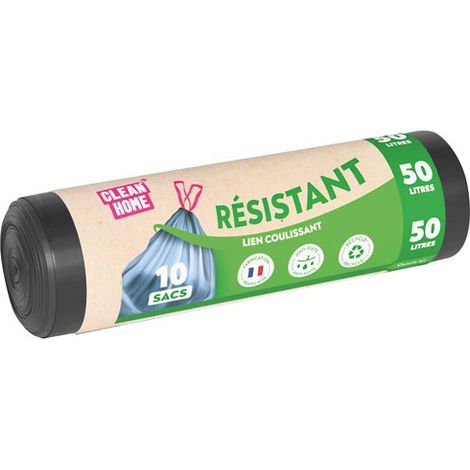 Sac Poubelle 50l Lien Coulissant Noir Solidité Et Praticité Avec Lien Coulissant Intégré. - Sphere Distribution