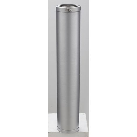 Poujoulat – Élément droit conduit de fumée Therminox ZI 115 cm – Double paroi isolée – Diamètre 150 mm pour appareils chauffage (1/2)