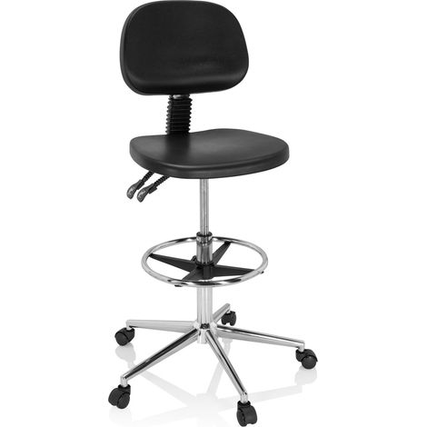 Drehhocker / Arbeitsstuhl TOP WORK 24 I Hartschaum schwarz Chrom hjh OFFICE (1/5)