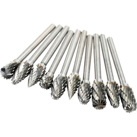 10-piece electric grinding accessories: 0.120.24-inch tungsten carbide steel milling cutters for CNC engraving rotary milling cutter tool set (1/5)