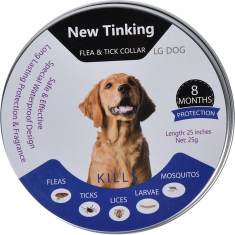 Colliers pour animaux de compagnie, collier anti-puces et anti-tiques pour chats, protection contre les puces et les tiques pendant 8 mois, colliers anti-puces pour chats, chiens et chatons (pour chie (1/4)