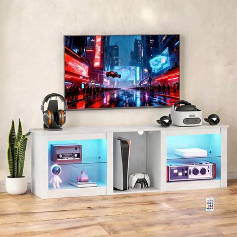 Meuble TV blanc en panneau de particules 160 x 35 x 51,7 cm (1/5)