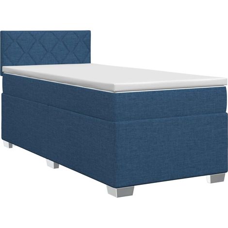 Maison Exclusive - Lit boxspring avec matelas Bleu 90 x 190 cm Tissu (1/5)