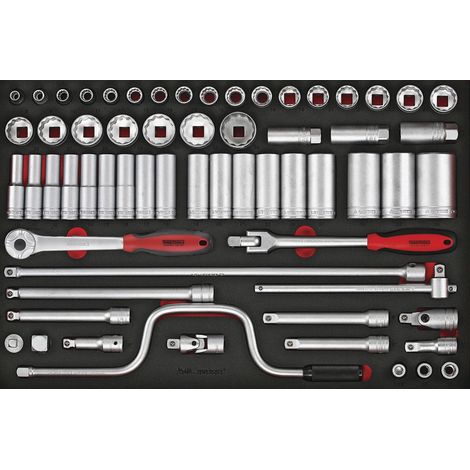 Jeu de douilles et accesoires Foam4x4 tray 1/2 8-36mm 63 pièces Teng Tools TTESK63