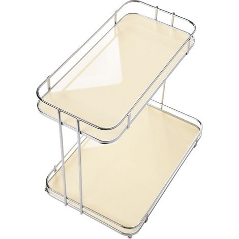 Desktop Storage Rack Iron Acrylic 2 Tier Thickened Multifunctional Countertop Shelf Organizer for Bedroom Kitchen Bathroom Cream White