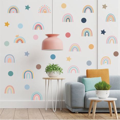 Regenbogen-Wandtattoos, Sternenwind, Punkte, Wanddekoration für Kinder- und Mädchenzimmer (1/4)
