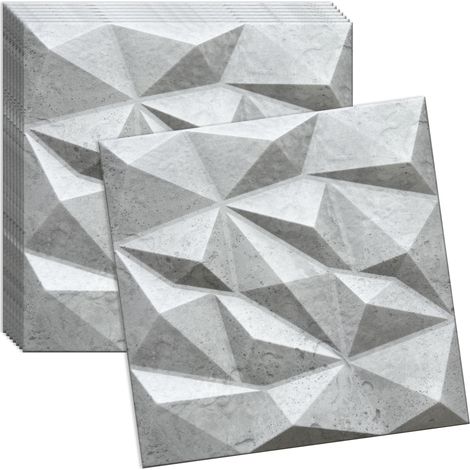 Verdico Panneau mural 3D polystyrne - aspect béton - 50x50 cm - 8 pices - Design moderne - Montage facile, revtement mural & plafond