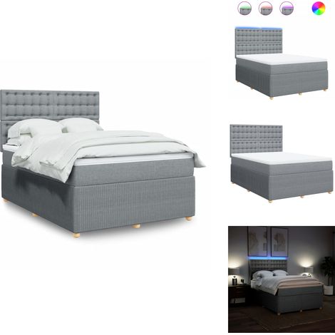 Boxspringbett mit Matratze Hellgrau 140x200 cm Stoff - Boxspringbett - Boxspringbetten - Bett - Bettgestell (1/5)