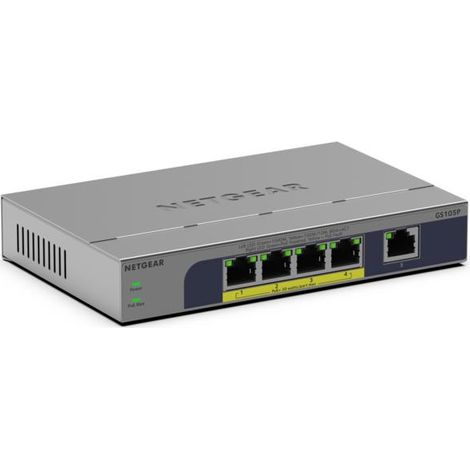 Switch réseau Netgear Gigabit RJ45 GS 105P 5 ports Gris