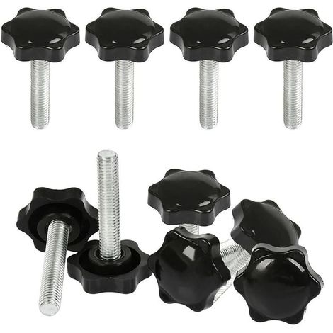 10Pcs Boutons de Serrage M8 X 40mm Vis à Tête Moletée, Bouton à Main Fileté Ecrou en Etoile Boulon de Serrage de Filetage M8 avec Ecrou, Boutons de Serrage de Filetage avec Poignée (1/4)