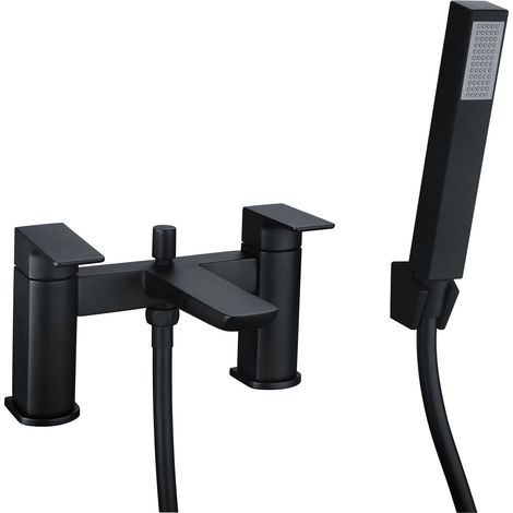 Signature Glide Bath Shower Mixer Tap with Shower Kit and Bracket - Matt Black (1/2)