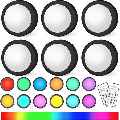 Lampara Led Empotrable - 13 Colores RGBW - Regulable - Temporizador - Control Remoto y Táctil - Para Armarios Iluminación Ambiental y Nocturna - 1 Unidad (1/5)
