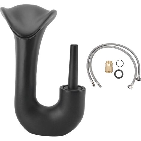 Robinet mitigeur cascade monocommande en cuivre noir, style moderne, pour salle de bain et toilettes. (1/5)