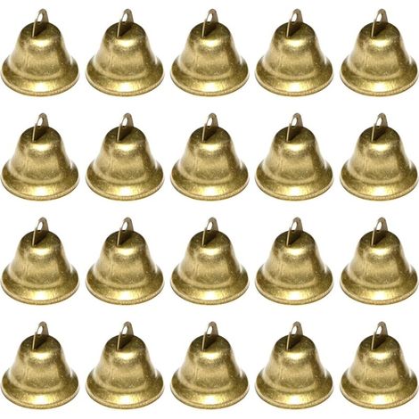 Petites Clochettes, 20 Pièces Vintage Petite Cloche pour décorations de Festival de Mariage, Cloche de noël pour Les sapins de Noël, Grelots en Métal pour Porte Clé Clochette, Bricolage