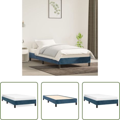 Samtbett - Bettgestell ohne Matratze Dunkelblau 90x190 cm Samt (1/5)