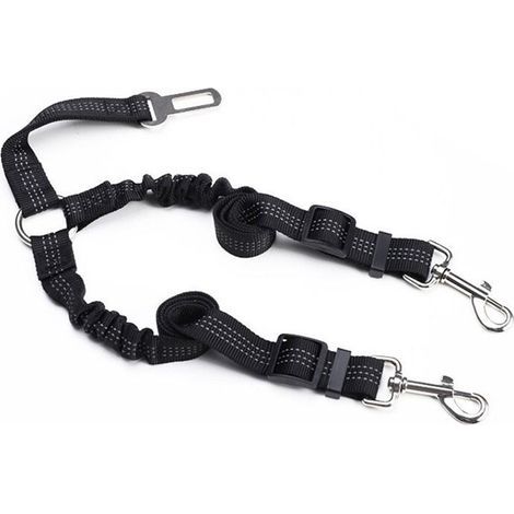 Laisse double pour chien, anti-embrouillement, rotative à 360°, noir (1/4)