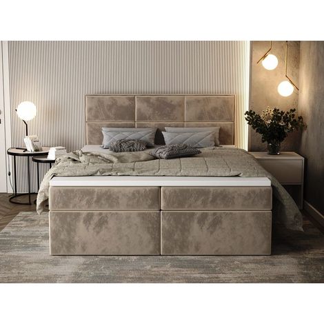 Lit Boxspring - Beige - 180x200 Cm - Lit Double - Literie Confortable - Matelas À Ressorts Bonnell (1/5)