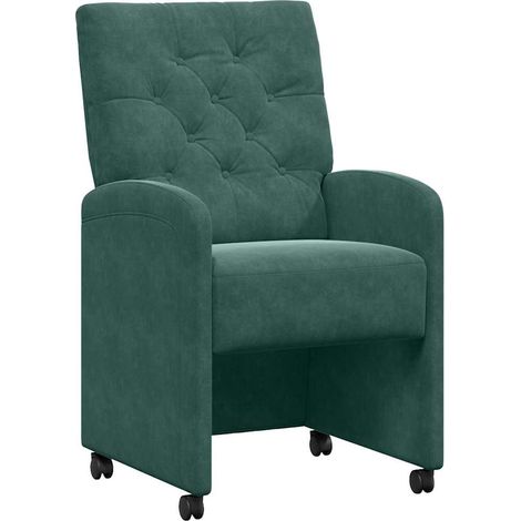 Maison Exclusive - Esszimmerstühle mit Rollen 2 pcs Dunkelgrün 58
