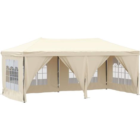 Tente de réception pliable avec parois Crème 3x6 m
