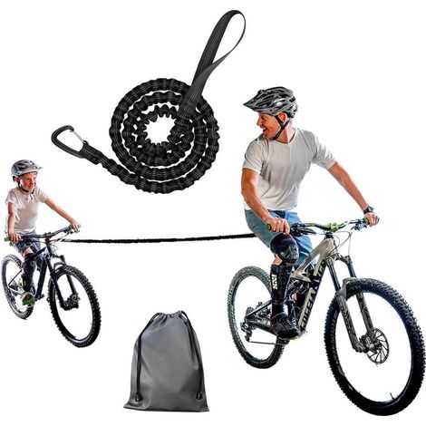 Corde de remorquage élastique réfléchissante pour VTT, adulte et enfant, avec sac de rangement, ceinture de traction pour vélo tout terrain (1/5)