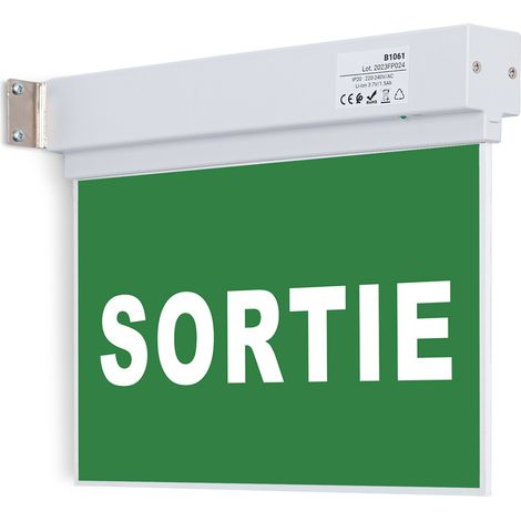 Bloc autonome d'éclairage de sécurité avec panneau "SORTIE" (1/5)
