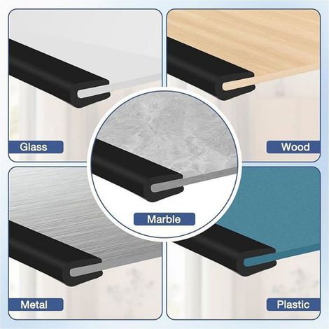 Joint en U - - Protection bord de tôle - Caoutchouc flexible - 3m, 2mm - Noir ENEVAOCT (1/5)