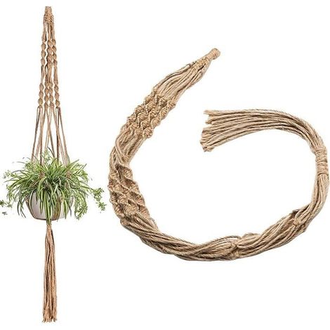 1 Stück Makramee Hängepflanzentopf, Hängepflanzenträger aus Juteschnur, Bohème Innendekoration, Blumentopf aus Baumwolle