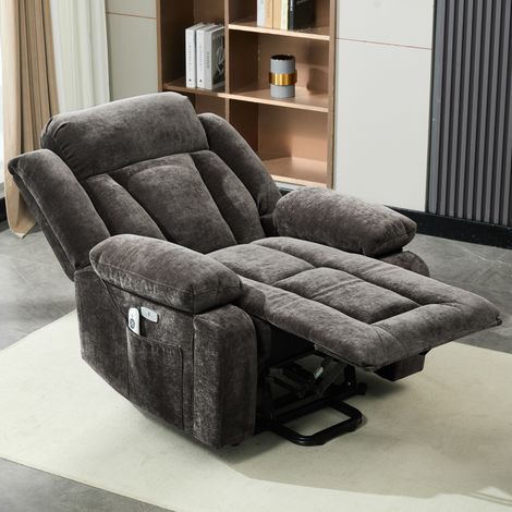 Elektrischer Massagesessel mit Heizfunktion, 8-Punkt-Massage, Rückenlehne 90°-155° verstellbar, Stoffbezug, mit Seitentasche, Grau (1/5)